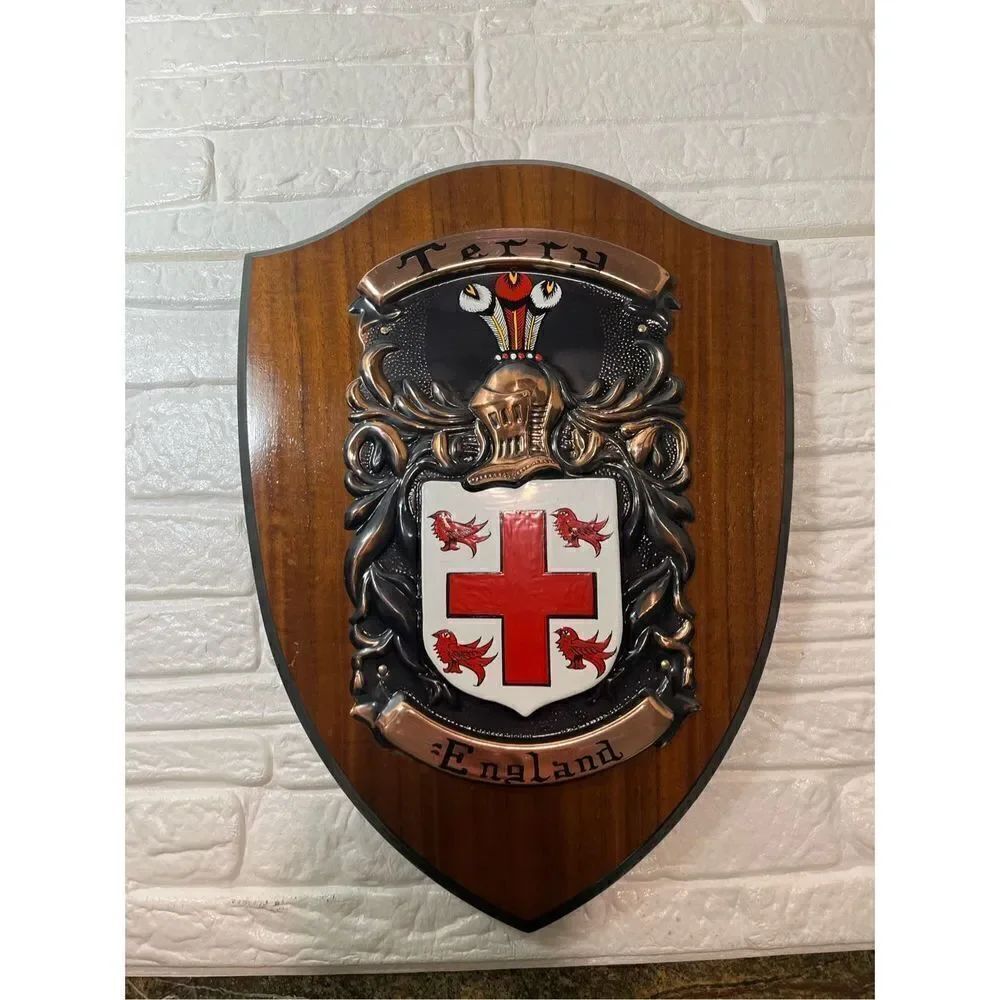 Hand-Painted Copper Shield on American Walnut.